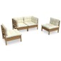 vidaXL Juego de muebles de jardín 4 pzas y cojines madera maciza pino vidaXL Juego de muebles de jardín 4 pzas y cojines madera maciza pino