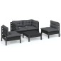 vidaXL Juego de muebles de jardín 5 pzas y cojines madera maciza pino vidaXL Juego de muebles de jardín 5 pzas y cojines madera maciza pino