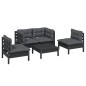 vidaXL Juego de muebles de jardín 5 pzas y cojines madera maciza pino vidaXL Juego de muebles de jardín 5 pzas y cojines madera maciza pino