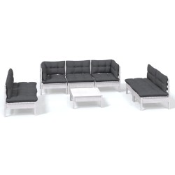 vidaXL Muebles de jardín 8 pzas con cojines madera maciza de pino