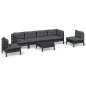 vidaXL Juego de muebles de jardín 7 pzas y cojines madera maciza pino vidaXL Juego de muebles de jardín 7 pzas y cojines madera maciza pino