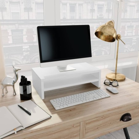 vidaXL Soporte para pantalla madera contrachapada blanco 42x24x13 cm