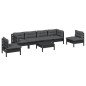 vidaXL Juego de muebles de jardín 7 pzas y cojines madera maciza pino vidaXL Juego de muebles de jardín 7 pzas y cojines madera maciza pino