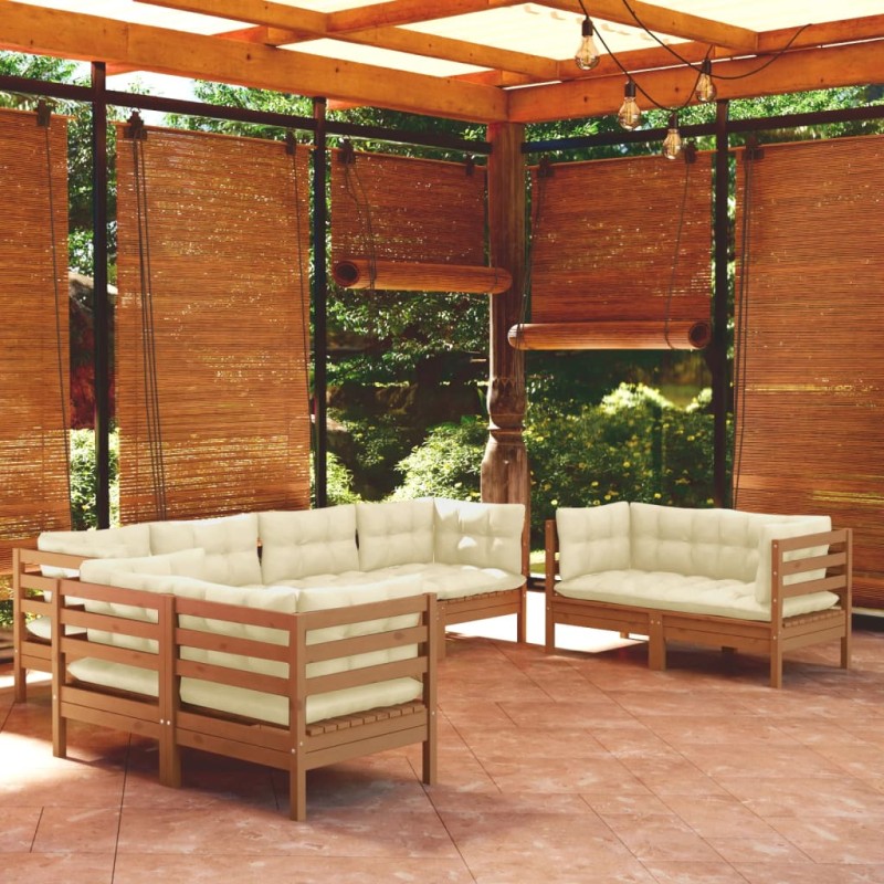 vidaXL Muebles de jardín 8 piezas cojines madera maciza de pino vidaXL Muebles de jardín 8 piezas cojines madera maciza de pino