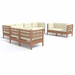 vidaXL Muebles de jardín 8 piezas cojines madera maciza de pino