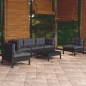 vidaXL Juego de muebles de jardín 6 pzas y cojines madera maciza pino