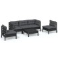 vidaXL Juego de muebles de jardín 6 pzas y cojines madera maciza pino