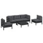 vidaXL Juego de muebles de jardín 6 pzas y cojines madera maciza pino