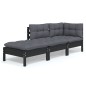 vidaXL Juego de muebles de jardín 3 pzas y cojines madera maciza pino vidaXL Juego de muebles de jardín 3 pzas y cojines madera maciza pino
