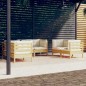 vidaXL Muebles de jardín 6 pzas y cojines madera maciza de pino crema vidaXL Muebles de jardín 6 pzas y cojines madera maciza de pino crema