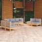 vidaXL Juego de muebles de jardín 7 pzas y cojines madera maciza pino vidaXL Juego de muebles de jardín 7 pzas y cojines madera maciza pino