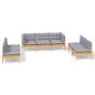 vidaXL Juego de muebles de jardín 7 pzas y cojines madera maciza pino vidaXL Juego de muebles de jardín 7 pzas y cojines madera maciza pino