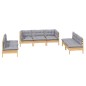 vidaXL Juego de muebles de jardín 7 pzas y cojines madera maciza pino vidaXL Juego de muebles de jardín 7 pzas y cojines madera maciza pino
