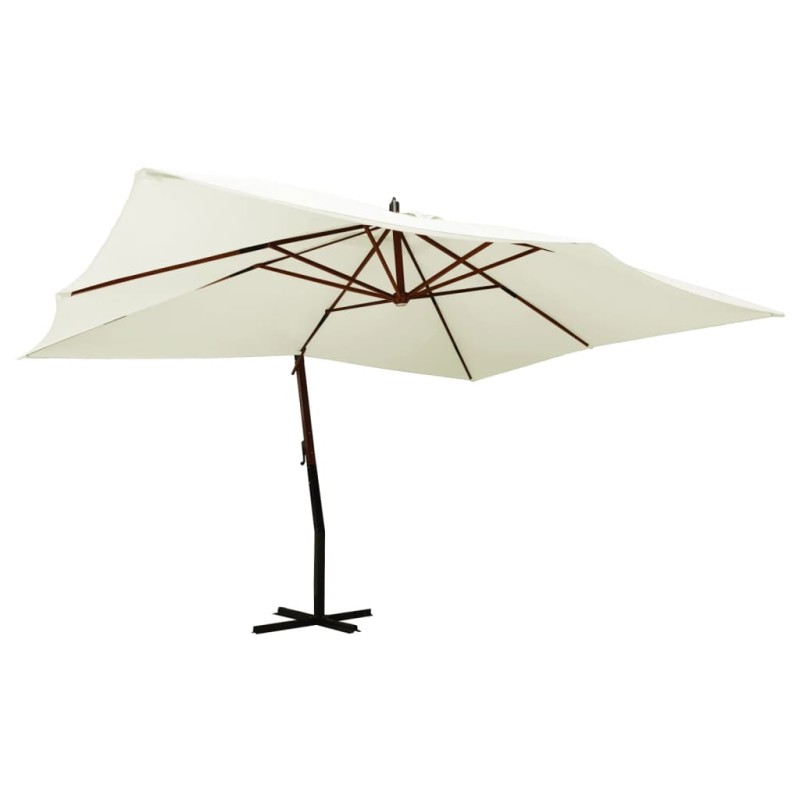 vidaXL Sombrilla voladiza poste madera blanco arena 400x300 cm vidaXL Sombrilla voladiza poste madera blanco arena 400x300 cm