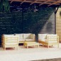 vidaXL Muebles de jardín 7 pzas y cojines madera maciza de pino crema vidaXL Muebles de jardín 7 pzas y cojines madera maciza de pino crema