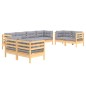 vidaXL Juego de muebles de jardín 8 pzas y cojines madera maciza pino vidaXL Juego de muebles de jardín 8 pzas y cojines madera maciza pino