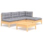 vidaXL Juego de muebles de jardín 5 pzas y cojines madera pino gris vidaXL Juego de muebles de jardín 5 pzas y cojines madera pino gris