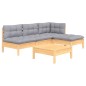 vidaXL Juego de muebles de jardín 5 pzas y cojines madera pino gris vidaXL Juego de muebles de jardín 5 pzas y cojines madera pino gris