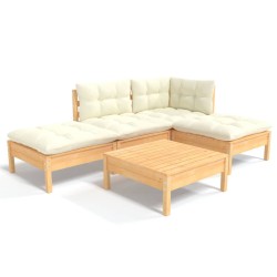 vidaXL Muebles de jardín 5 piezas cojines madera de pino crema