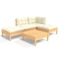 vidaXL Muebles de jardín 5 piezas cojines madera de pino crema vidaXL Muebles de jardín 5 piezas cojines madera de pino crema