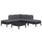 vidaXL Muebles de jardín 6 pzas con cojines negro madera de pino