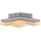 vidaXL Juego de muebles de jardín 6 pzas y cojines madera pino gris vidaXL Juego de muebles de jardín 6 pzas y cojines madera pino gris