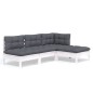 vidaXL Muebles de jardín 4 pzas con cojines blanco madera de pino