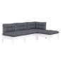 vidaXL Muebles de jardín 4 pzas con cojines blanco madera de pino
