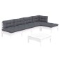 vidaXL Muebles de jardín 6 pzas con cojines blanco madera de pino vidaXL Muebles de jardín 6 pzas con cojines blanco madera de pino