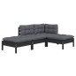 vidaXL Juego de muebles de jardín 4 pzas y cojines madera maciza pino vidaXL Juego de muebles de jardín 4 pzas y cojines madera maciza pino