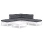 vidaXL Muebles de jardín 6 pzas con cojines blanco madera de pino vidaXL Muebles de jardín 6 pzas con cojines blanco madera de pino
