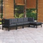 vidaXL Muebles de jardín 5 pzas con cojines negro madera de pino