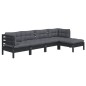 vidaXL Muebles de jardín 5 pzas con cojines negro madera de pino