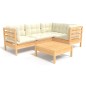 vidaXL Muebles de jardín 5 piezas cojines madera de pino color crema