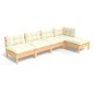vidaXL Muebles de jardín 5 piezas cojines madera de pino crema vidaXL Muebles de jardín 5 piezas cojines madera de pino crema