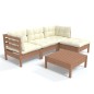 vidaXL Muebles de jardín 5 pzas y cojines madera de pino marrón miel vidaXL Muebles de jardín 5 pzas y cojines madera de pino marrón miel