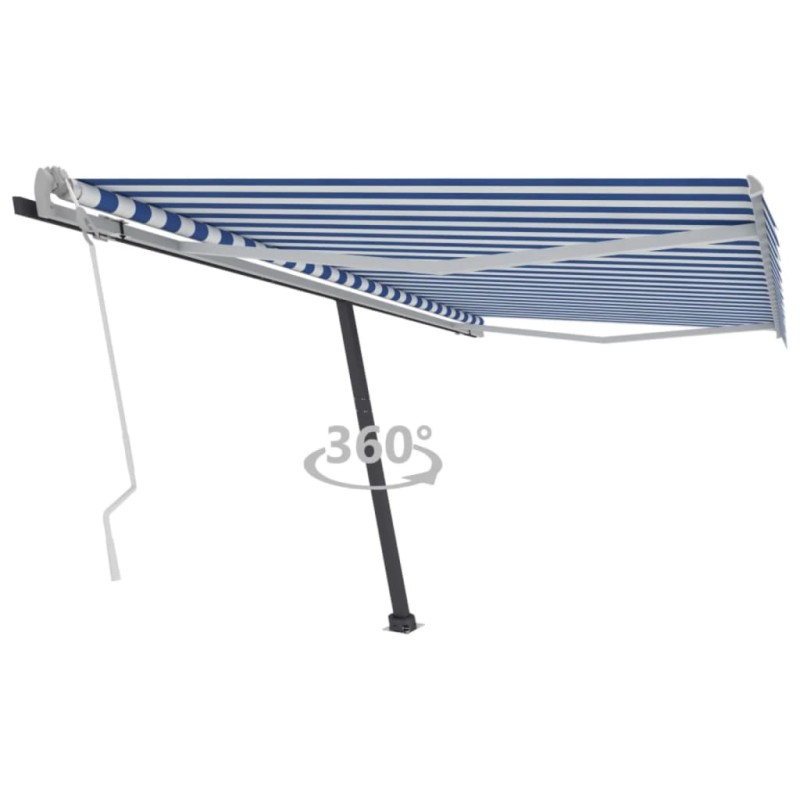 vidaXL Toldo de pie retráctil manual azul y blanco 400x300 cm vidaXL Toldo de pie retráctil manual azul y blanco 400x300 cm