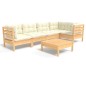 vidaXL Muebles de jardín 6 piezas cojines madera de pino color crema