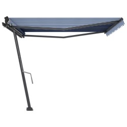 vidaXL Toldo de pie retráctil manual azul y blanco 400x300 cm