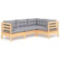 vidaXL Juego de muebles de jardín 4 pzas y cojines madera de pino vidaXL Juego de muebles de jardín 4 pzas y cojines madera de pino