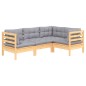 vidaXL Juego de muebles de jardín 4 pzas y cojines madera de pino vidaXL Juego de muebles de jardín 4 pzas y cojines madera de pino
