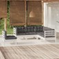 vidaXL Muebles de jardín 5 pzas con cojines blanco madera de pino vidaXL Muebles de jardín 5 pzas con cojines blanco madera de pino
