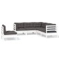 vidaXL Muebles de jardín 5 pzas con cojines blanco madera de pino vidaXL Muebles de jardín 5 pzas con cojines blanco madera de pino