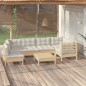vidaXL Muebles de jardín 7 piezas cojines madera de pino color crema vidaXL Muebles de jardín 7 piezas cojines madera de pino color crema