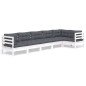 vidaXL Muebles de jardín 6 pzas con cojines blanco madera de pino vidaXL Muebles de jardín 6 pzas con cojines blanco madera de pino