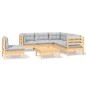 vidaXL Juego de muebles de jardín 6 pzas y cojines madera pino gris vidaXL Juego de muebles de jardín 6 pzas y cojines madera pino gris