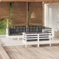 vidaXL Muebles de jardín 7 pzas y cojines blanco madera maciza de pino