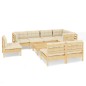 vidaXL Muebles de jardín 9 pzas y cojines madera maciza de pino crema vidaXL Muebles de jardín 9 pzas y cojines madera maciza de pino crema