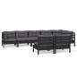 vidaXL Muebles de jardín 8 pzas y cojines negro madera maciza de pino vidaXL Muebles de jardín 8 pzas y cojines negro madera maciza de pino