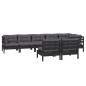 vidaXL Muebles de jardín 8 pzas y cojines negro madera maciza de pino vidaXL Muebles de jardín 8 pzas y cojines negro madera maciza de pino